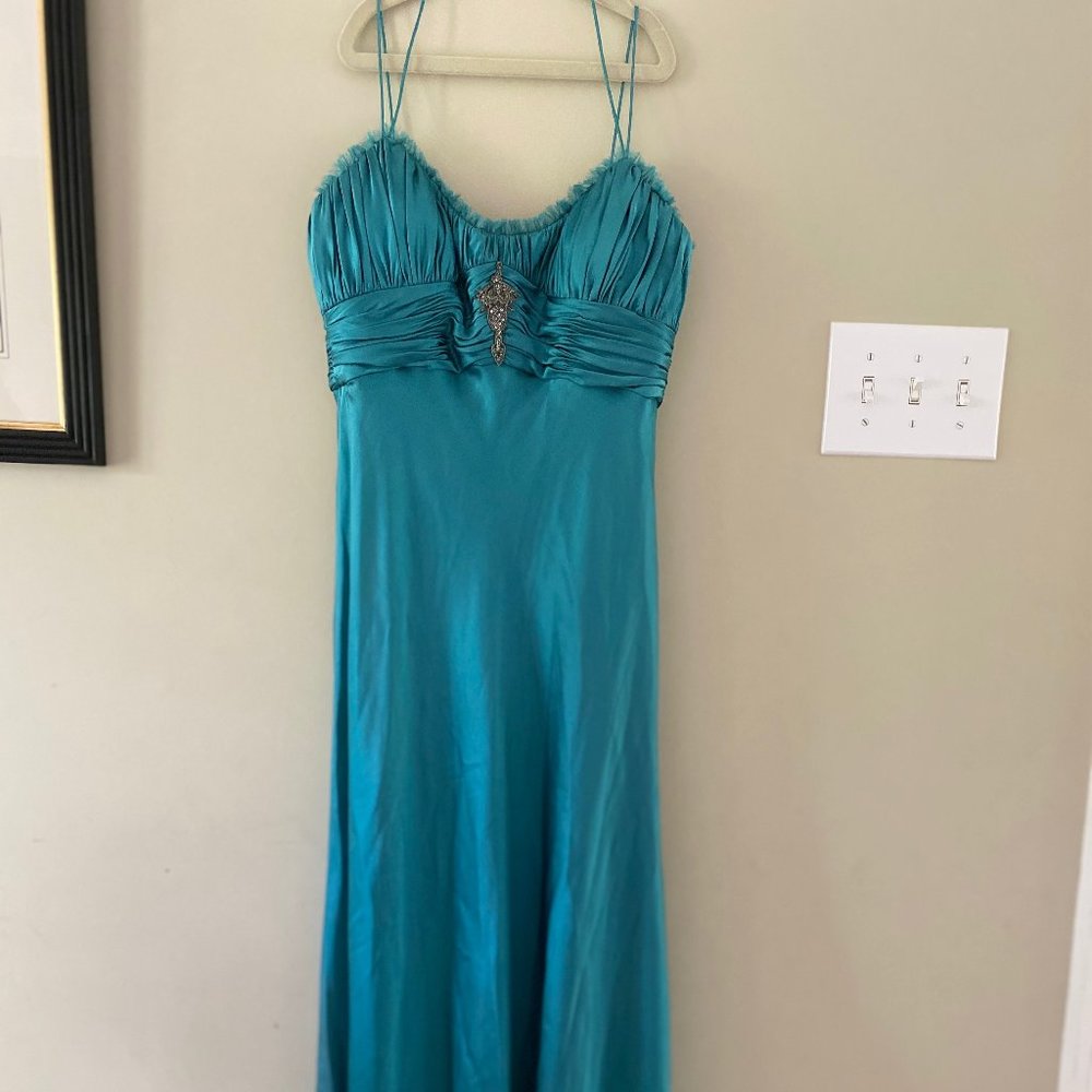 Badgley Mischka Subtle Turquoise Evening Dress